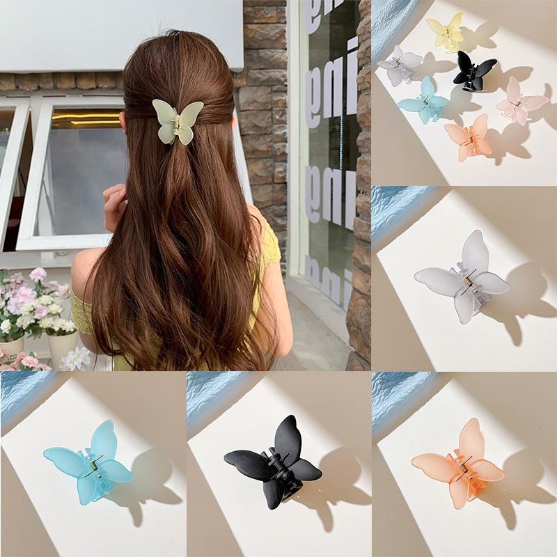 Kẹp Tóc Nhựa Nhám Hình Bướm Sang Trọng Tinh Tế Xu Hướng Thời Trang Phong Cách Hàn Quốc Phụ Kiện Tóc Cho Nữ Và Bé Gái