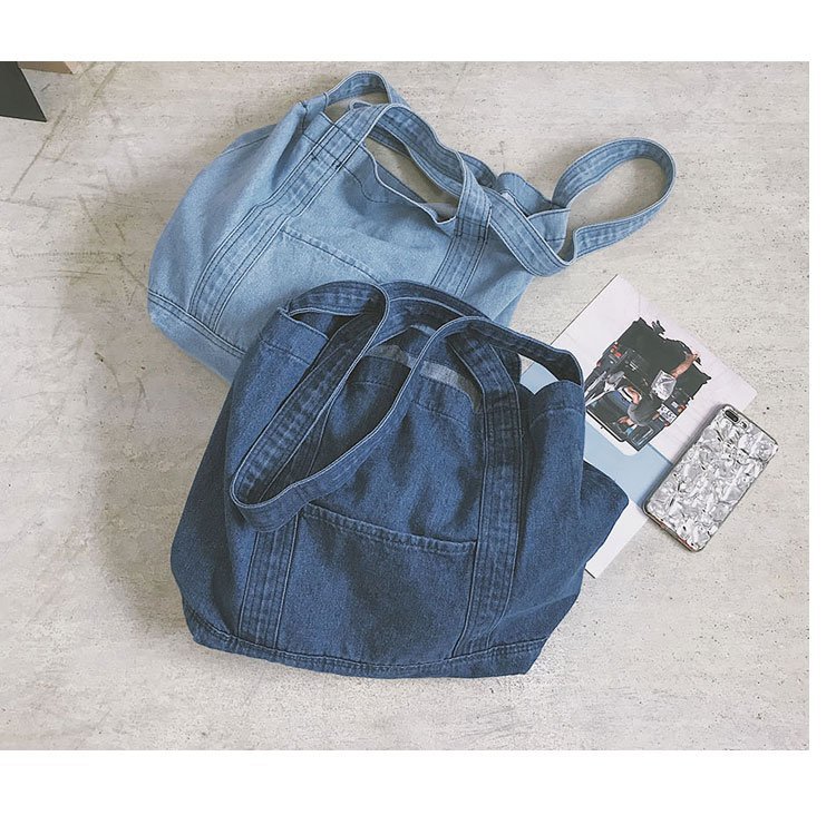 Túi Đeo Chéo Hàng Có Sẵn Giao Ngay, cao 33cm, rộng 52cm, dày 19,5cm Chất Jean Phong Cách Đường Phố Túi Tote Jean Jess95