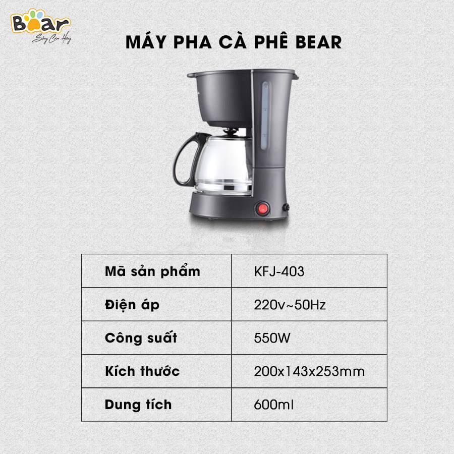 Máy pha cà phê Bear KFJ-403. Máy pha café chính hãng BEAR cao cấp HAGU - Hàng chính hãng