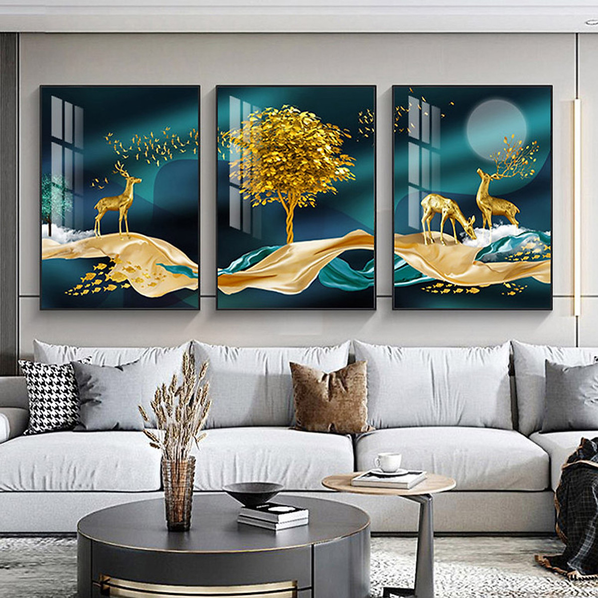 SET 3 KHUNG TRANH Treo Tường Tráng Gương Decor Phòng Ngủ, Phòng Khách Sẵn Phụ Kiện (Màu khung ngẫu nhiên)