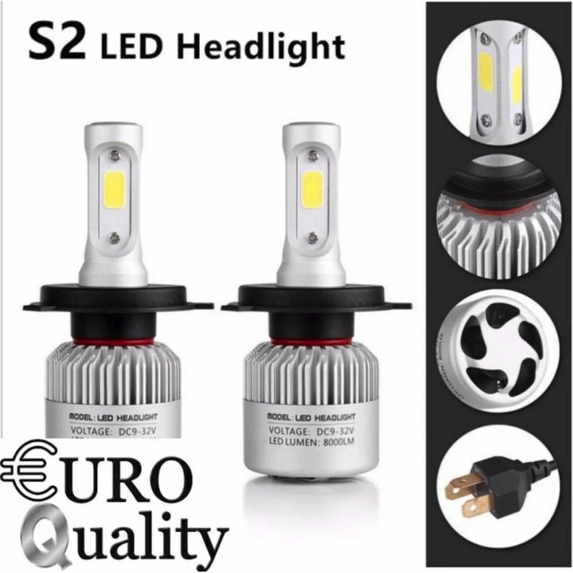 Bộ 2 Đèn Led Headlight S2 độ sáng ổn định Ô tô, xe máy - 8000Lm, 36W 9v-32v, Cos/pha trắng 6500k