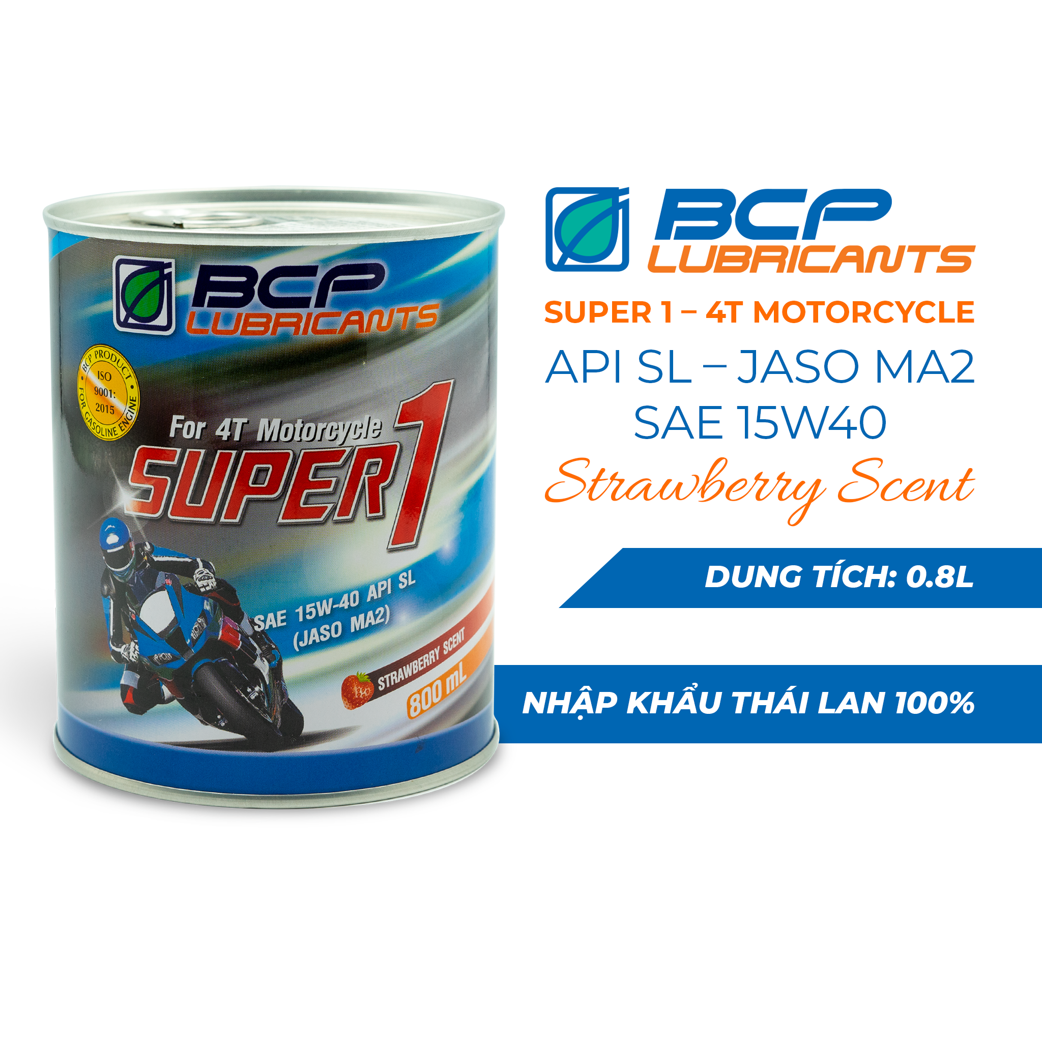 2 Lon nhớt xe số BCP Thái Lan 800ML tặng 1 bàn chải chà sên loại tốt
