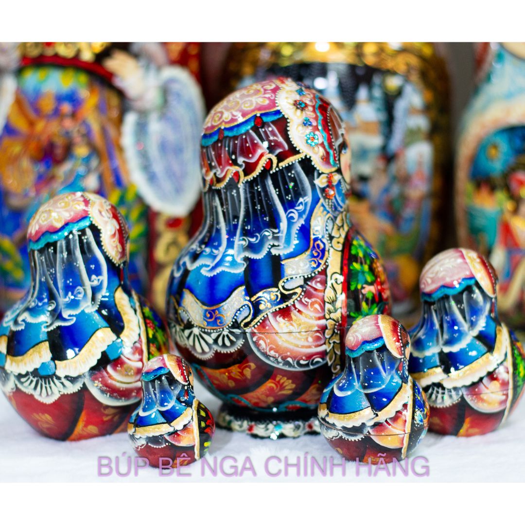BỘ BÚP BÊ NGA MATRYOSHKA CAO CẤP 5 LỚP 15CM "CỔ TÍCH ÔNG LÃO ĐÁNH CÁ VÀ CÁ VÀNG" CỰC ĐẸP VÀ SANG TRỌNG