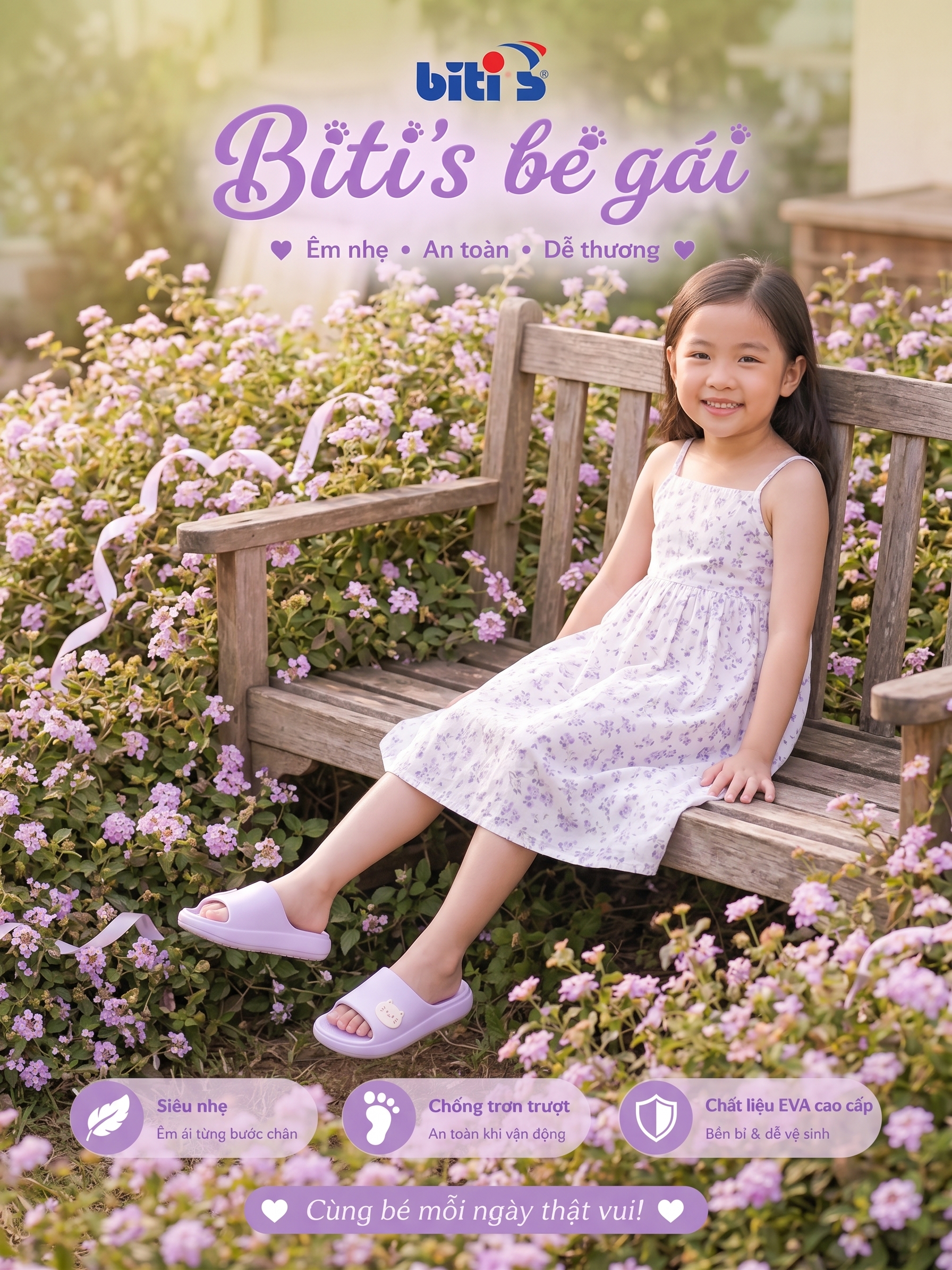 DÉP Biti's bé gái -Size 30-37 - Chống trơn trượt - Chất liệu EVA cao cấp