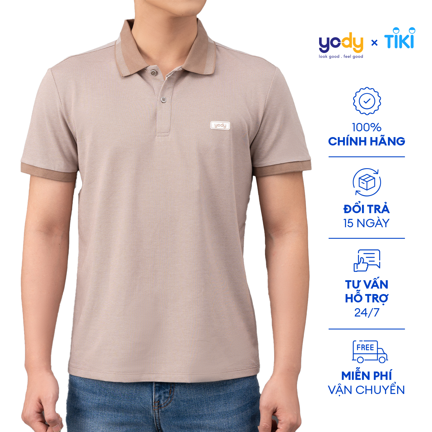 Áo phông polo nam mắt chim thoáng mát trẻ trung YODY POLO FASHION – APM3299 – Nâu,L