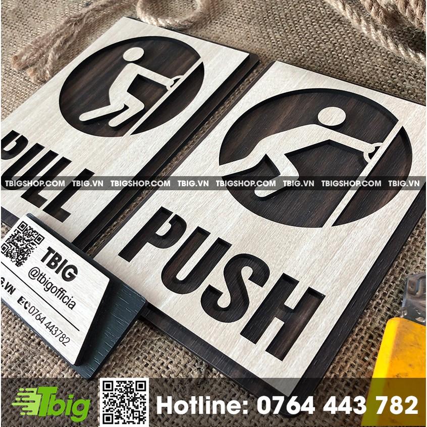 Bảng gỗ Pull Push gắn cửa bằng keo 2 mặt
