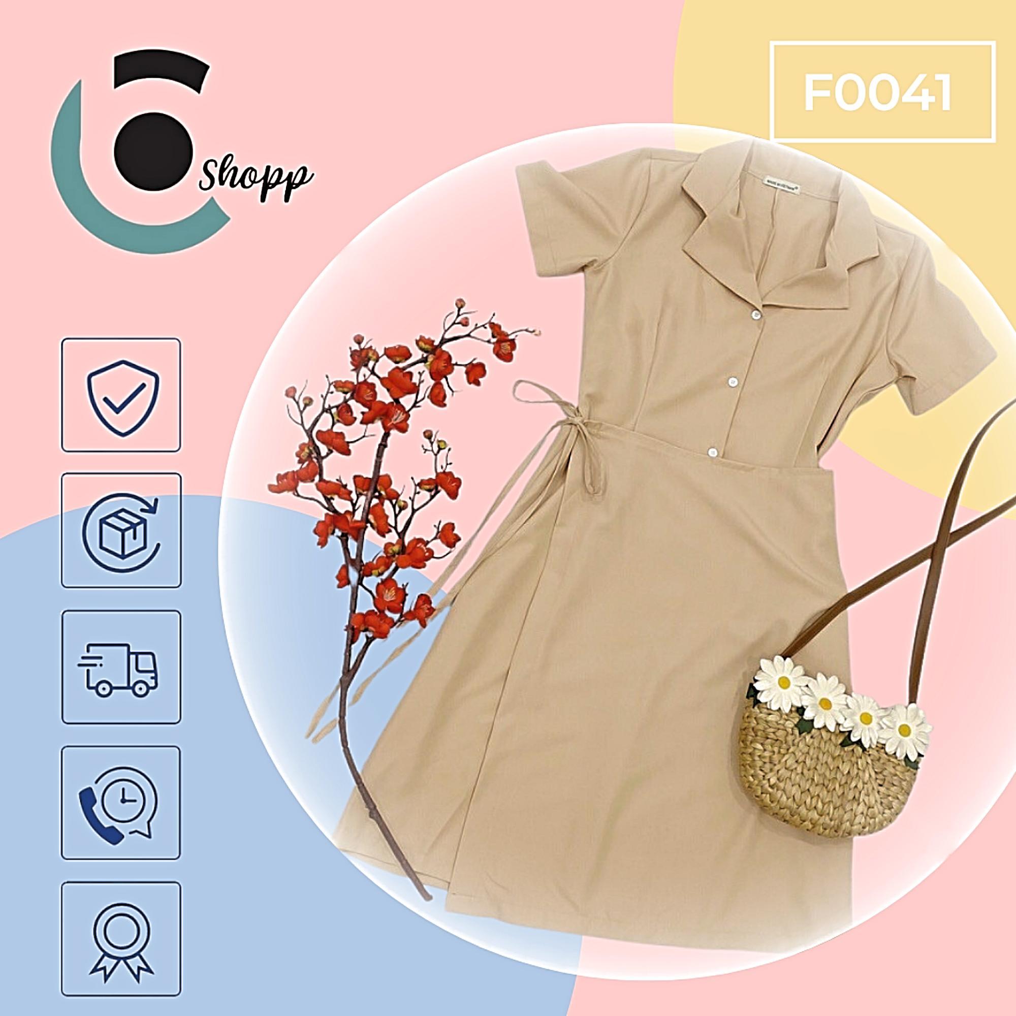 Váy cổ sơ mi đấp tà cao cấp