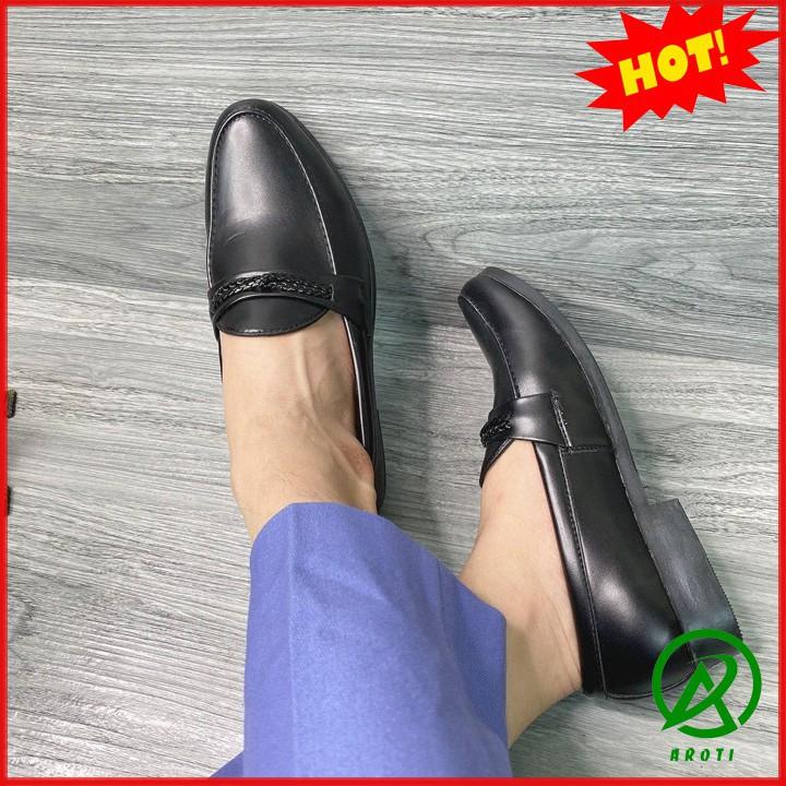 Giày Lười Nam Da Nhám Tết Dây Ngang Phong Cách Hàn Quốc M518 SP5