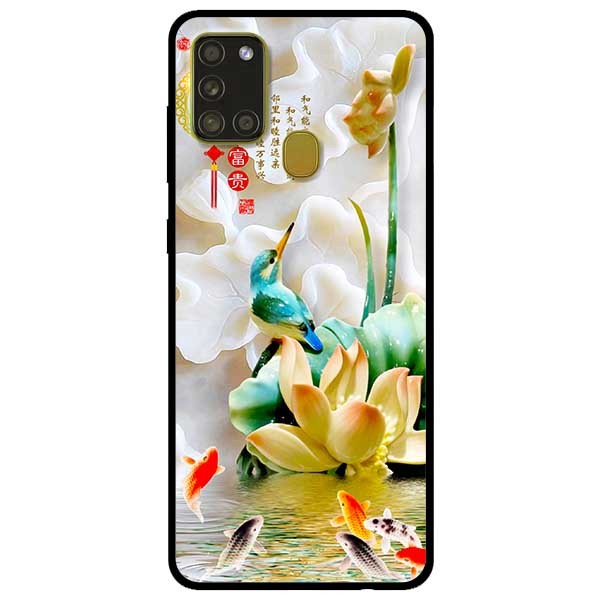 Ốp lưng dành cho Samsung Galaxy A21s mẫu Chim Hoa TRắng
