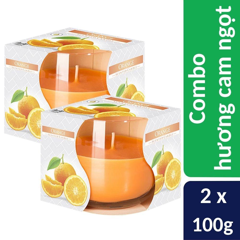 Combo 2 ly nến thơm Bispol nhập khẩu Châu Âu Orange 100g - hương cam ngọt