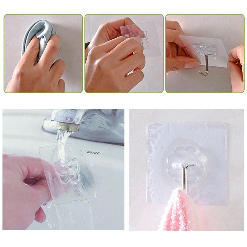 Móc dán tường siêu chắc treo đồ trong suốt tiện lợi.