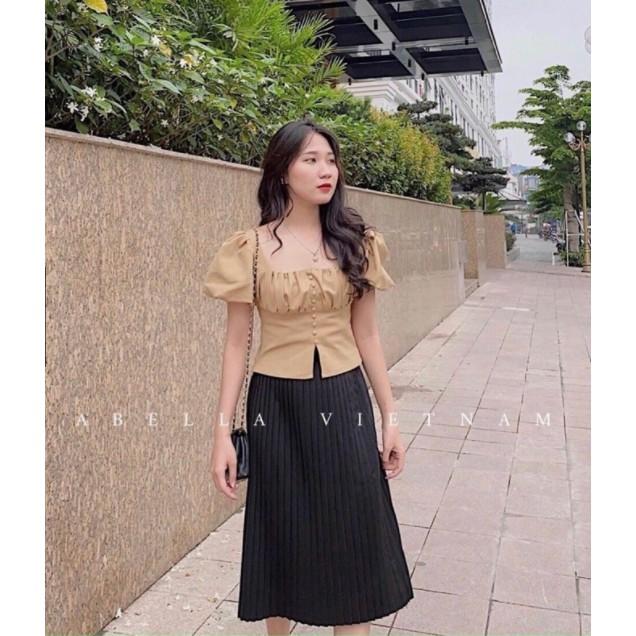 Áo cổ vuông tay phồng