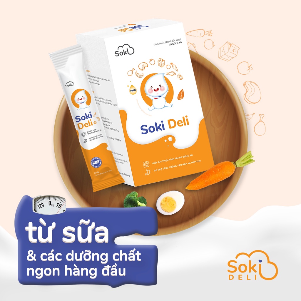 Bộ đôi ăn ngon và tăng đề kháng bứt tốc cho bé Soki Colostrum (2 hộp) + Soki Deli (2 hộp)