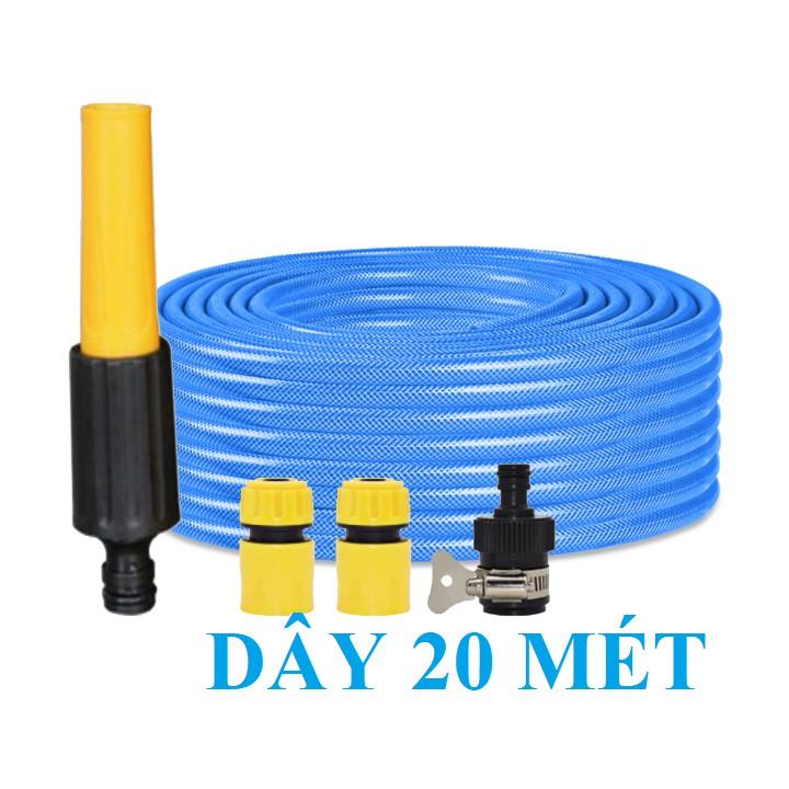 Bộ dây vòi xịt nước rửa xe, tăng áp 3 lần, loại 20m 206622-5 cút sập, nối đen