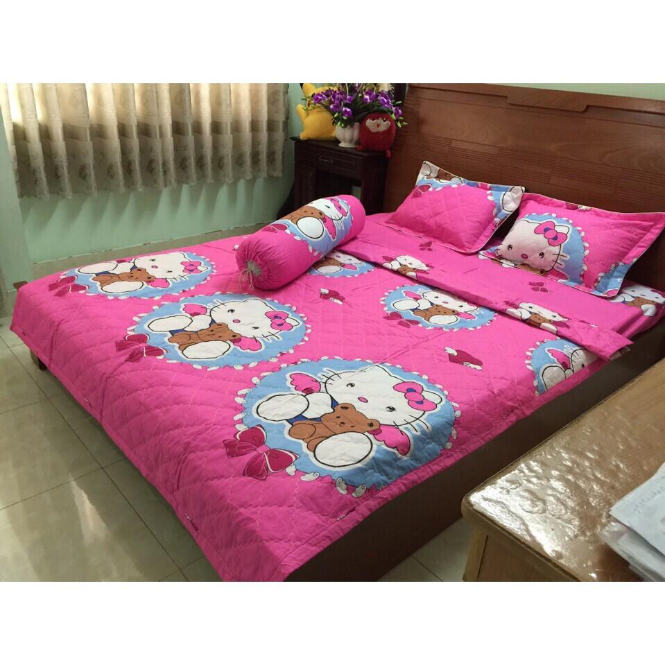Bộ Chăn Ga Gối Cotton Poly Hello Kitty 1m8x2m