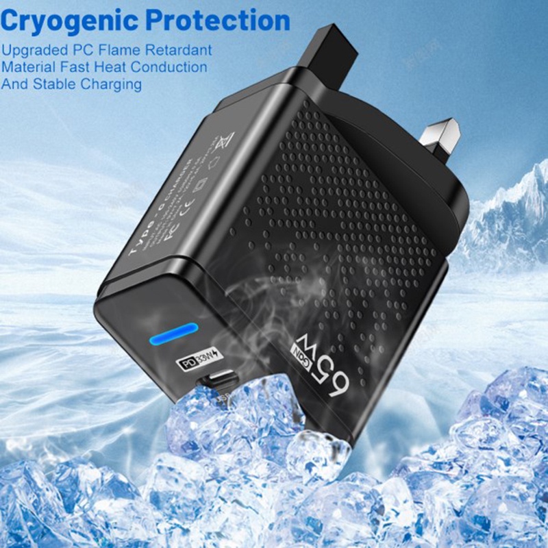 Củ Sạc nhanh USB Type-C 65W 2 trong 1 cho điện thoại, máy tính bảng, và các thiết bị điện tử khác - Hàng chính hãng