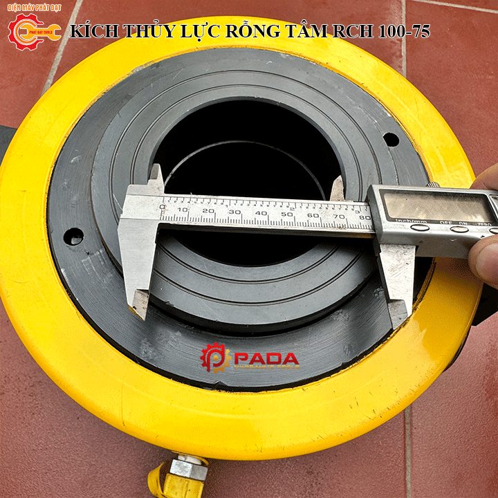 Kích thủy lực rỗng tâm 100 tấn hành trình 75mm - Bảo hành 6 tháng