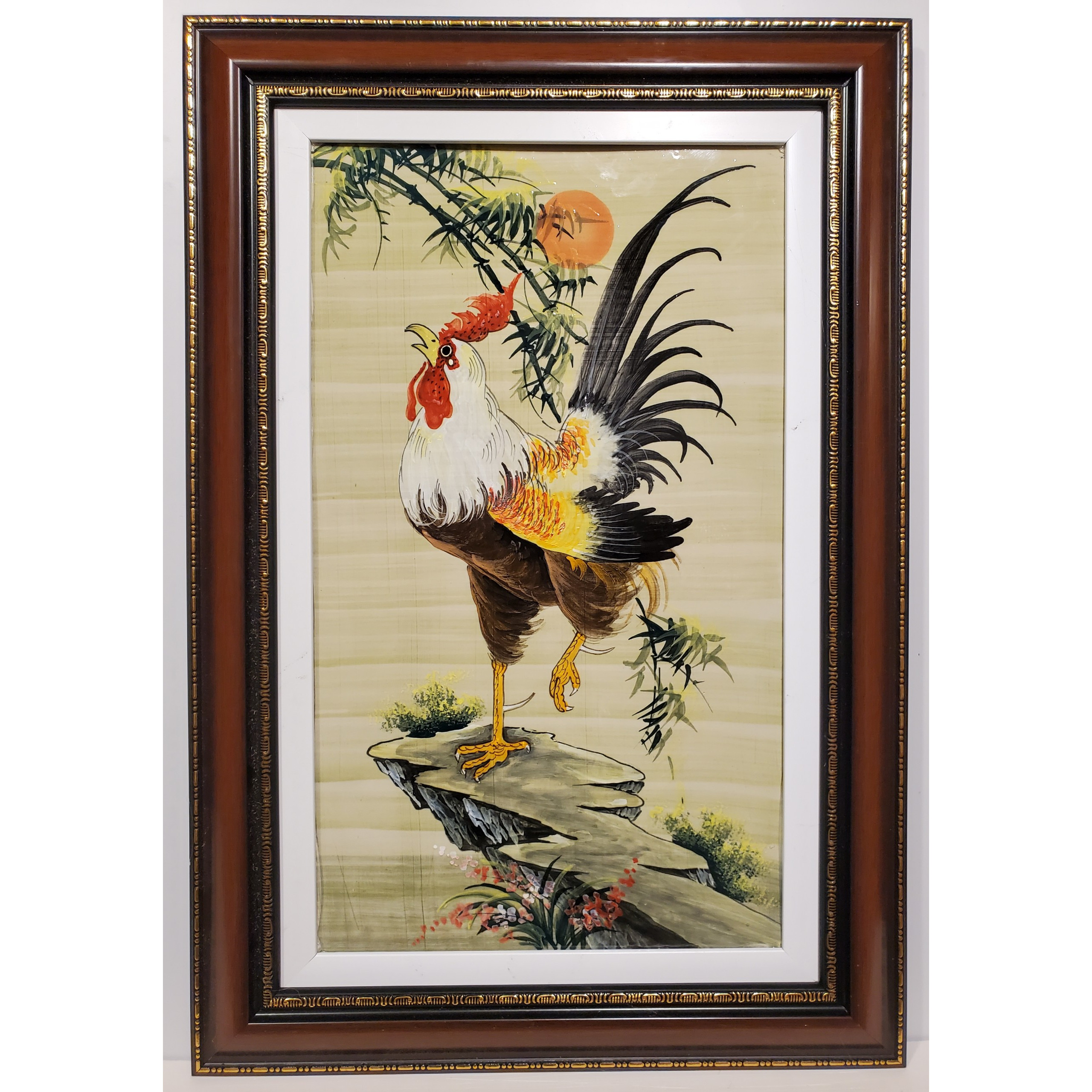 Tranh sứ - Gà Đại Cát -  Kim kê Độc Lập