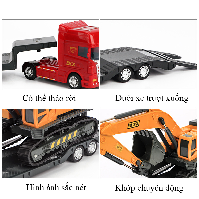 Đồ chơi mô hình xe đầu kéo xe xúc và xe xúc đất KAVY NO.8807 gồm 2 xe