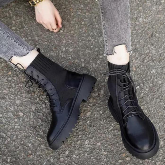 Boots Nữ, Giày Bốt Nữ Dr.Martens Boots Thu Đông Hottrend Phong Cách Màu Đen AMZO Giày Dép Nữ Thời Trang Cao Cấp