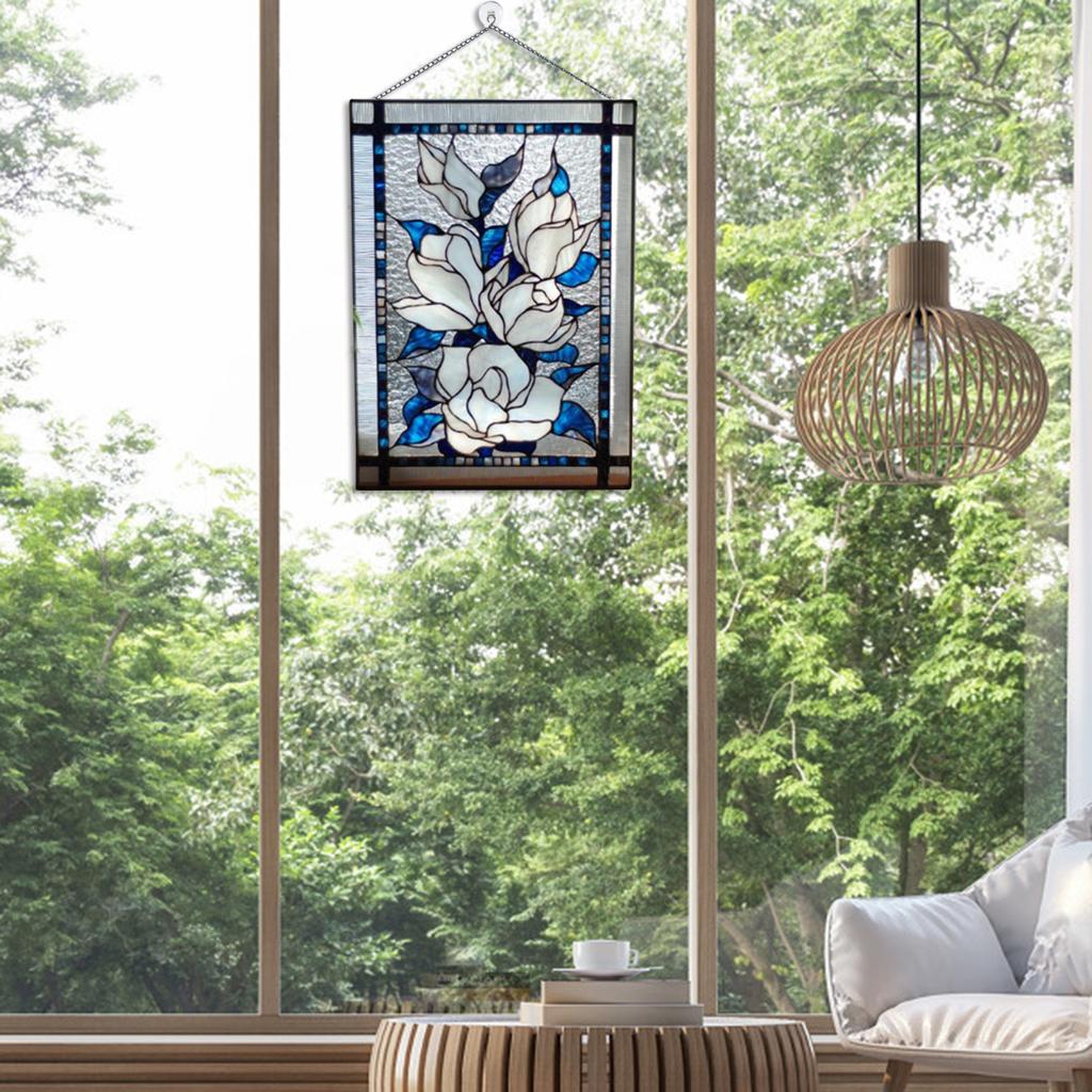 Stained Glass Rectangle Window Panel Suncatcher Wall Decor