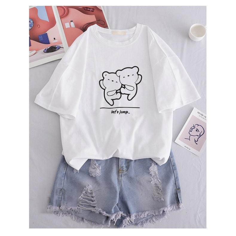 Áo nữ GẤU ĐÔI XINH dáng rộng unisex