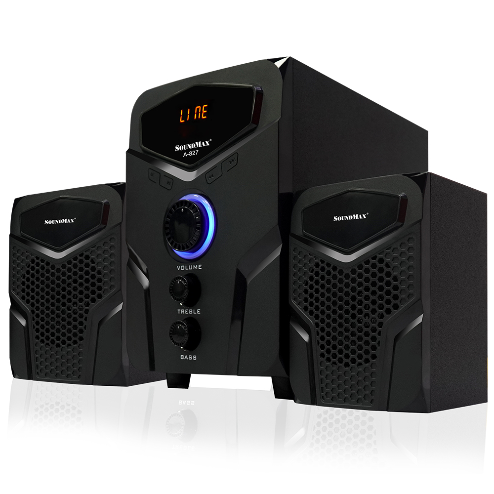 [Hàng Chính Hãng] Loa máy tính hỗ trợ bluetooth có đèn LED nút xoay SoundMax A-827 | A827 - Loa Nghe Nhạc
