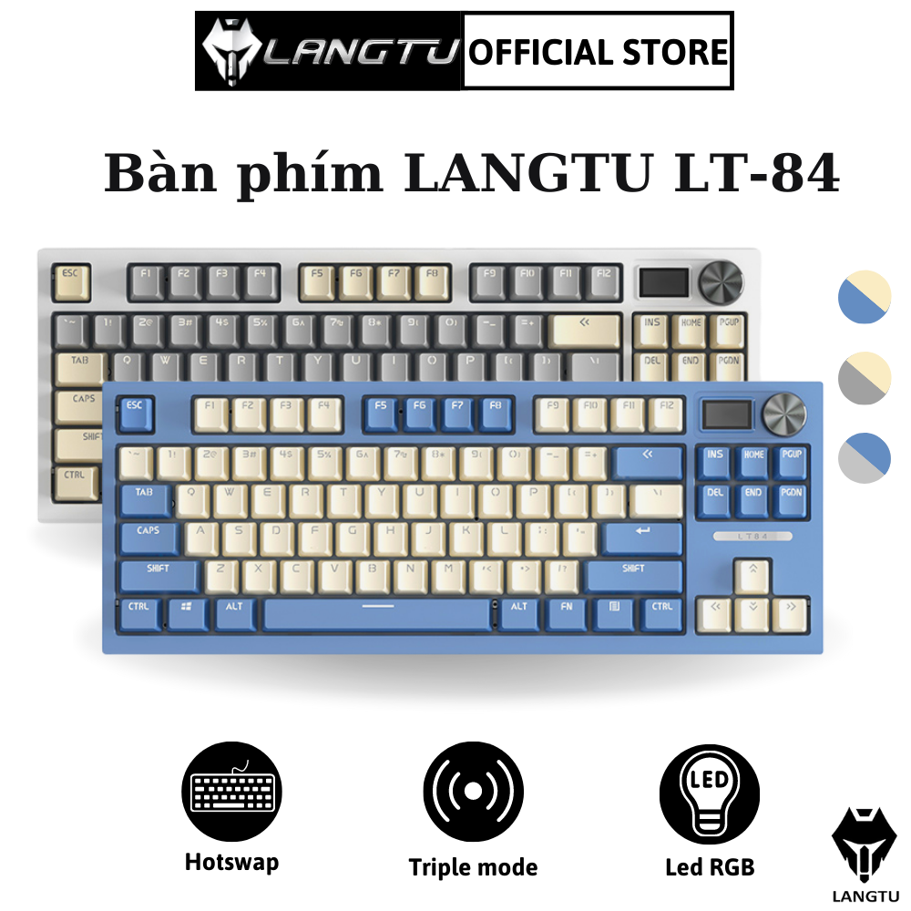 Bàn Phím Cơ Bluetooth Hotswap Langtu LT84 Phụ Kiện Máy Tính Có Dây/ Không Dây Triple Mode Hàng Chính Hãng