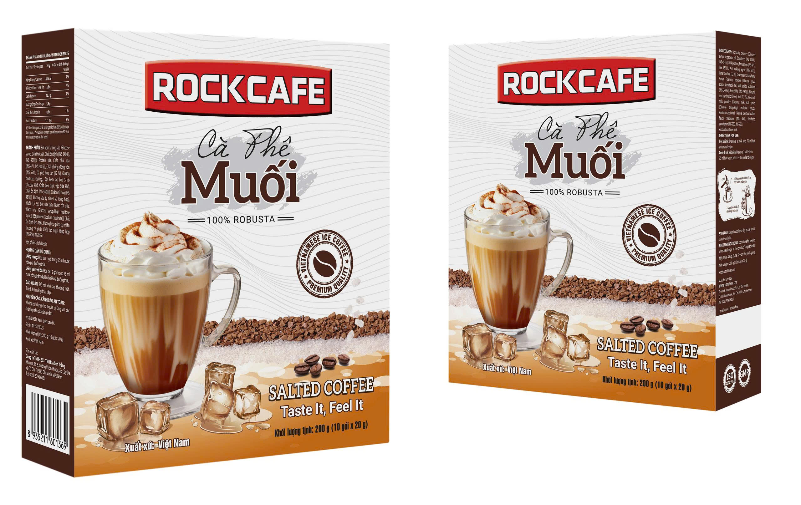 [MUA 2 TẶNG 1] Cà Phê Muối Hòa Tan - RockCafe - Cà Phê Muối Robusta - 10 gói.hộp
