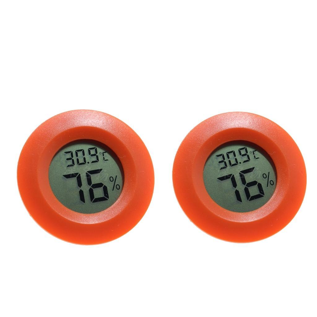 2x Round Reptile Thermometer Humidity Hygrometer Red For Reptile Habitat