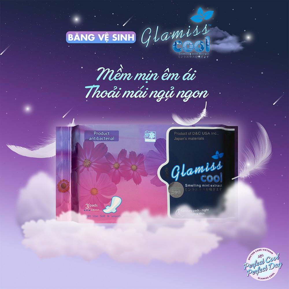 Combo 6 Băng vệ sinh ban đêm Glamiss Cool thảo dược 33.8cm siêu mát siêu khô thoáng