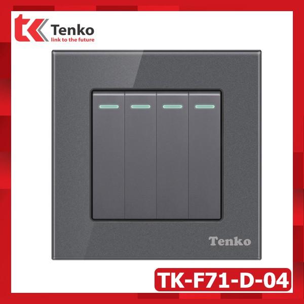 Công tắc Vuông 4 Hạt Mặt Kính Cường Lực Cao Cấp Tenko TK-F71-D-04 Full Color