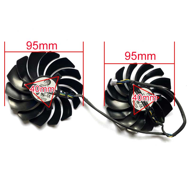 Quạt làm mát GPU 2PCS 95mm PLD10010S12HH 4PIN RX580 cho Card đồ họa GTX 960 GTX980Ti GAMING GTX 950 GTX 1060 1080 470 GAMING