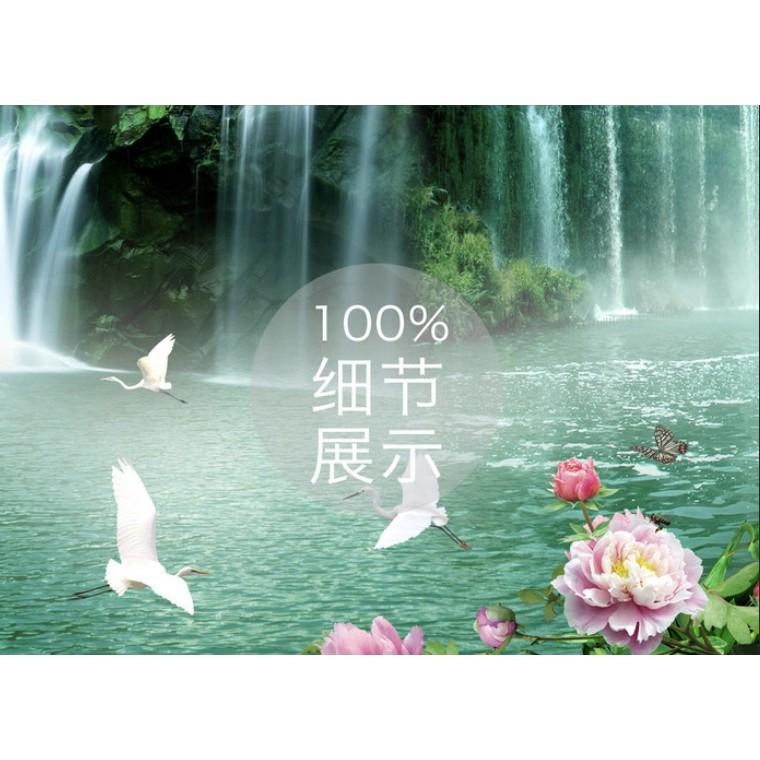 Tranh dán tường Tranh Sơn Thủy Hữu Tình phòng khách hiện đại dán tường  MS959643