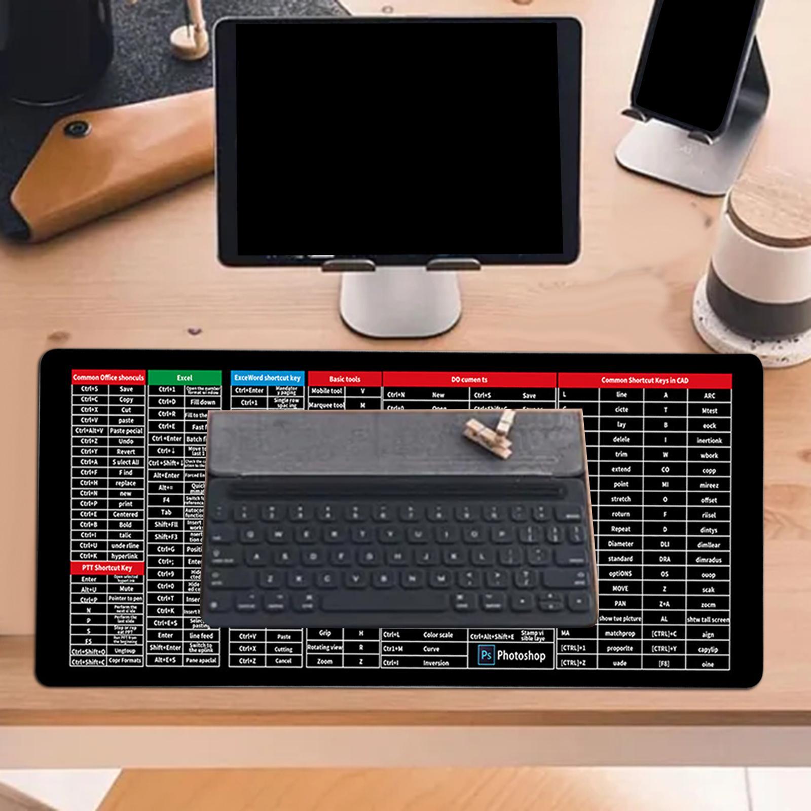Desk Mat Shortcuts Keys Laptop Desk Pads for Home and Office Gaming Mouse Pad