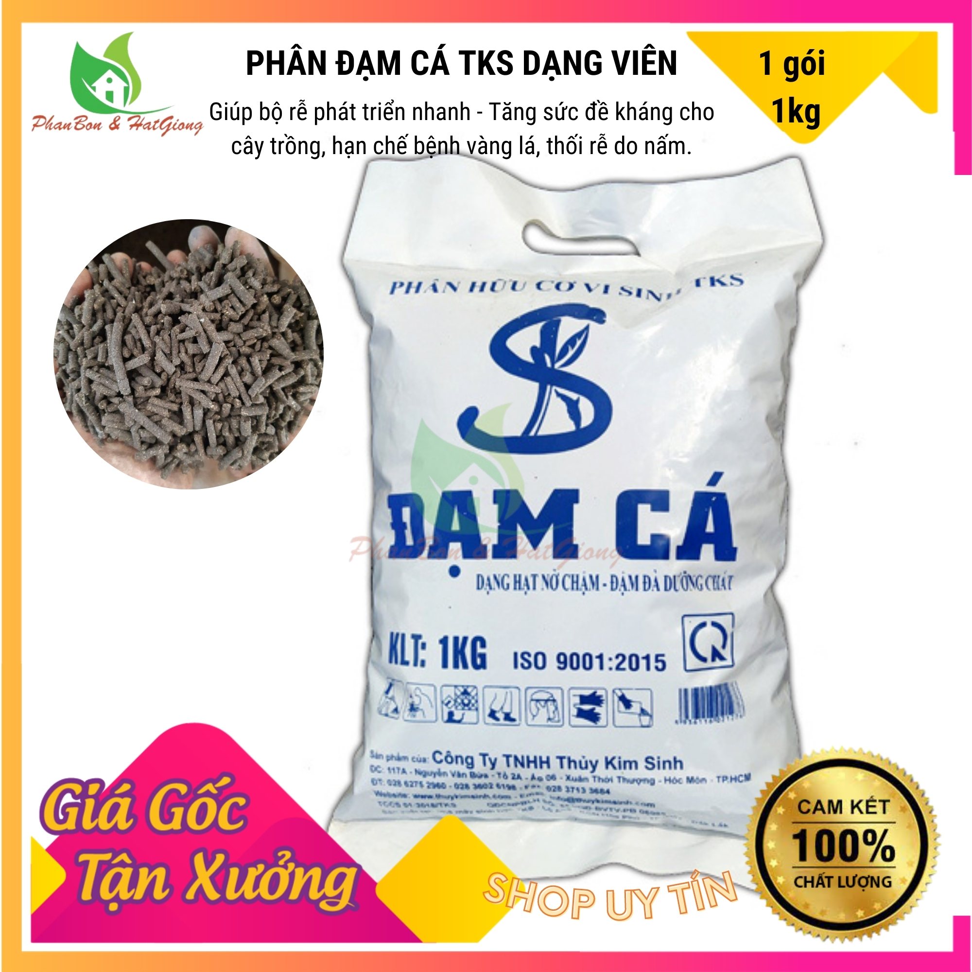 Phân Bón Hữu Cơ Đạm Cá Viên TKS 1Kg - Dạng Viên - Shop Phân Bón và Hạt Giống