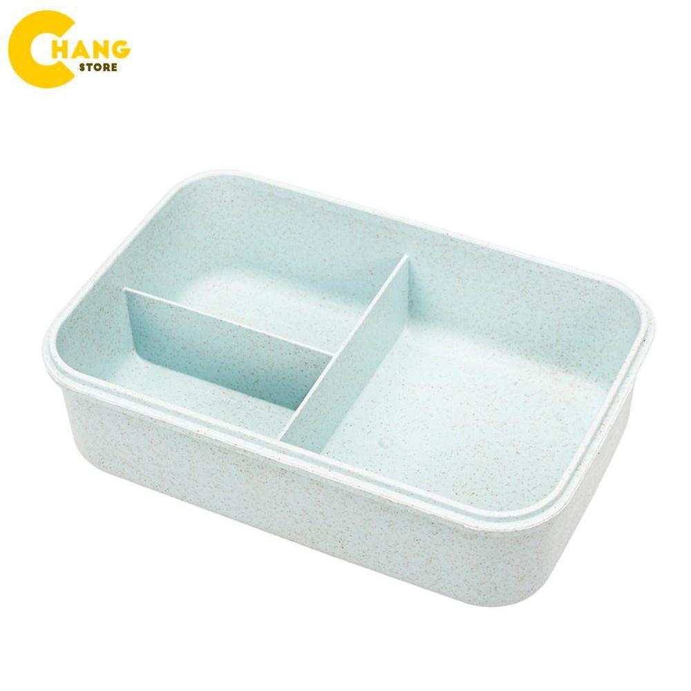 Hộp đựng cơm, khay đựng cơm văn phòng lúa mạch 3 ngăn Tặng đũa và thìa Inox
