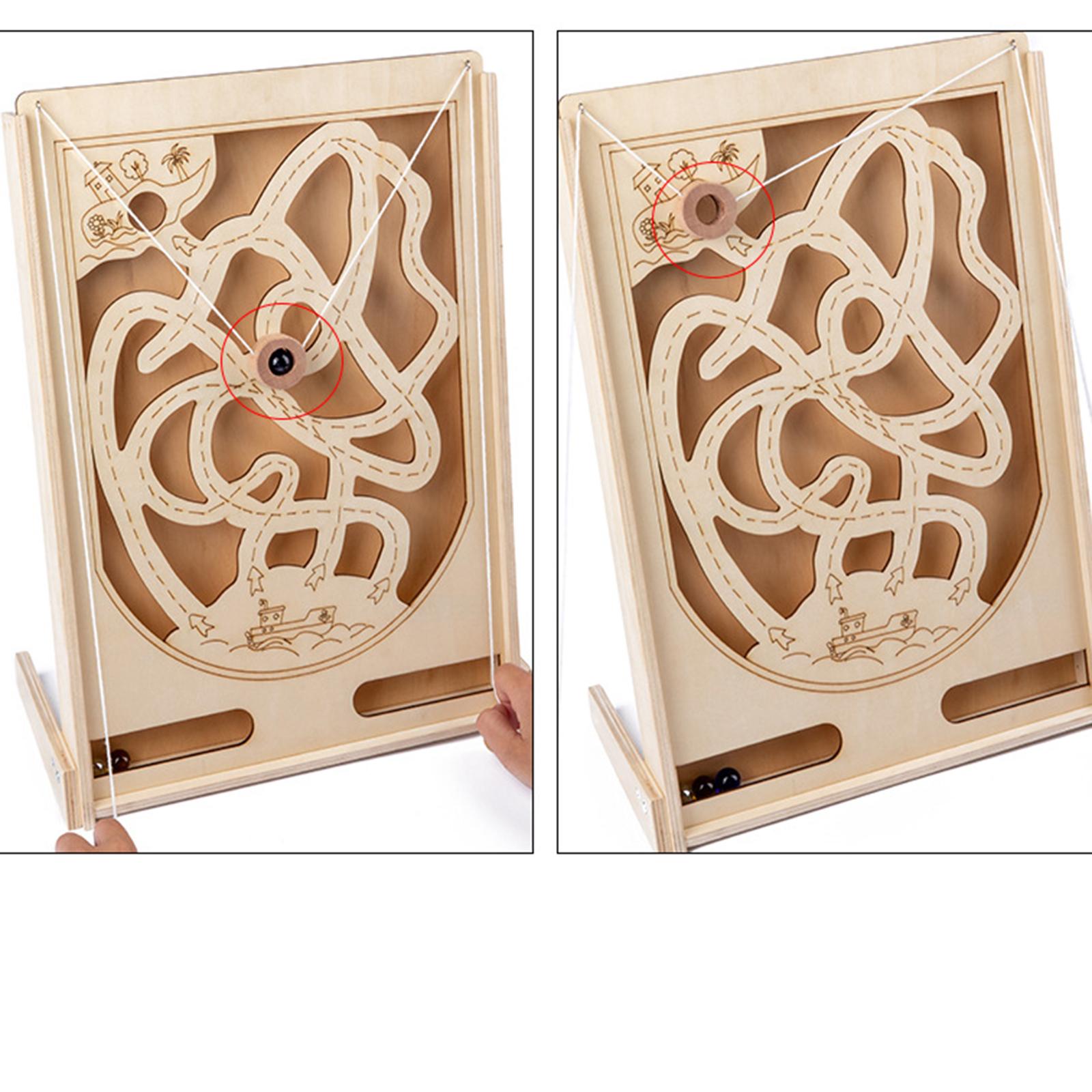 Labyrinth Wooden Maze Game with Three Marbles, 3D Puzzle Game Traditional Board Game for Adults, Boys and Girls