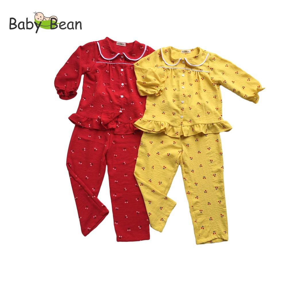 Đồ Bộ Đũi Tay Dài Cổ Sen Cài Nút Bé Gái BabyBean