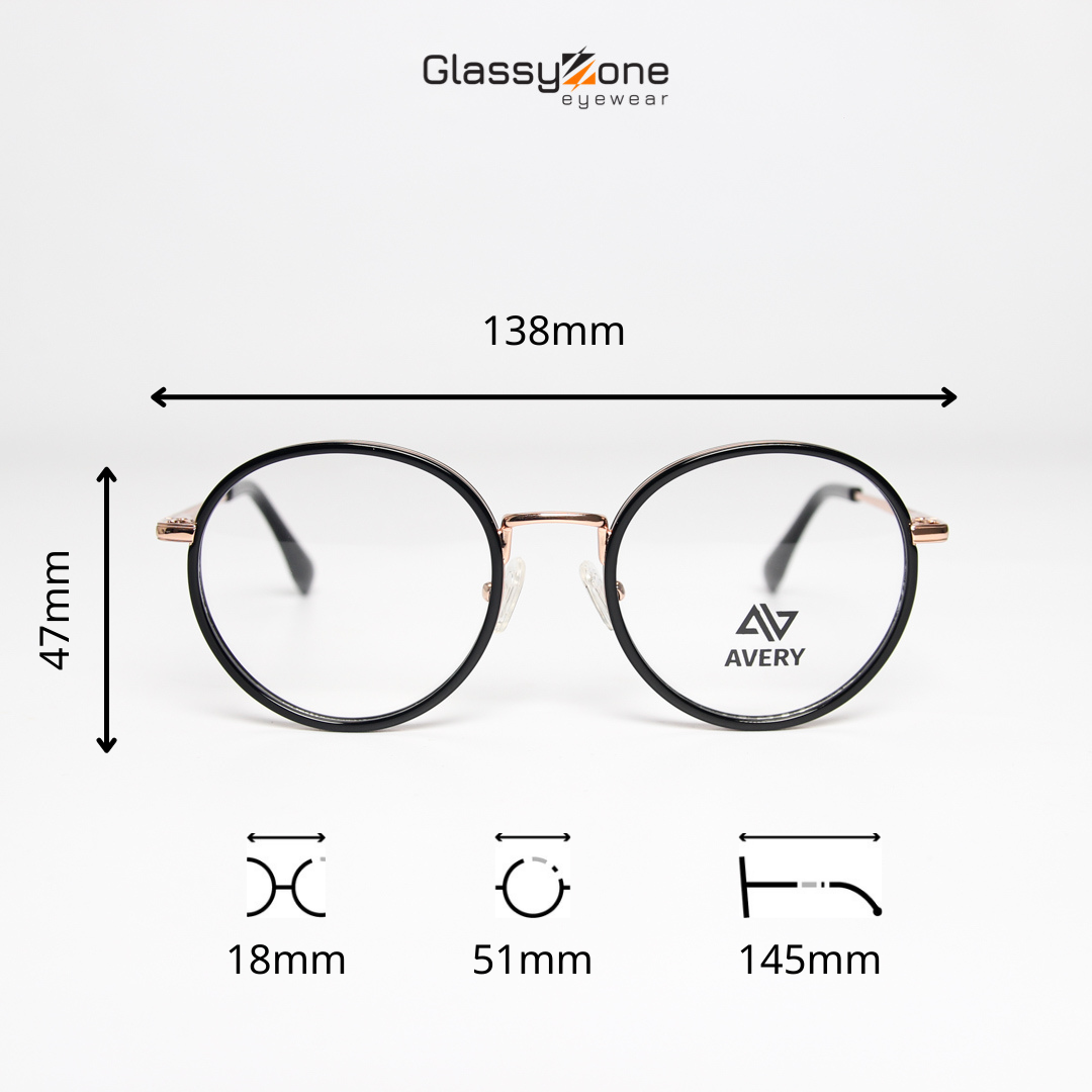 Gọng kính cận, Mắt kính giả cận Acetate Form tròn Nam Nữ Avery 14047 - GlassyZone