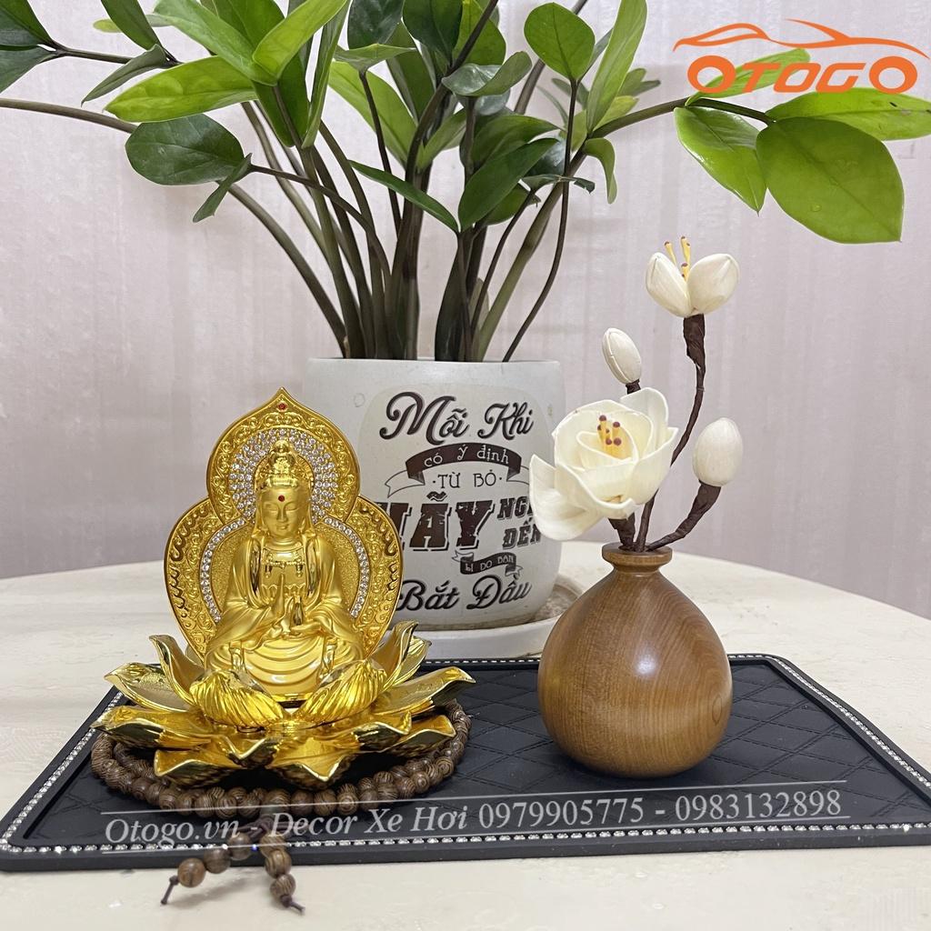 Set Tượng Phật Bà Quan Âm , Adida , Di Lặc Mix Bình Liên Hoa Trang Trí Xe Hơi Cao Cấp , Có Video hình thực tế