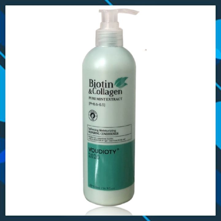 DẦU XẢ VOUDIOTY SOFTENING MOISTURIZING REPAIR BIOTIN & COLLAGEN XANH DƯỠNG ẨM MỀM MƯỢT NGĂN GÃY RỤNG CHO TÓC & DA ĐẦU GÀU NGỨA 500ML