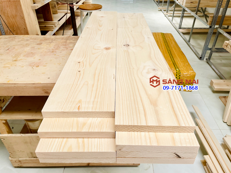 [MS114] Tấm gỗ thông mặt rộng 22cm x dày 3cm x dài 120cm + láng mịn 4 mặt