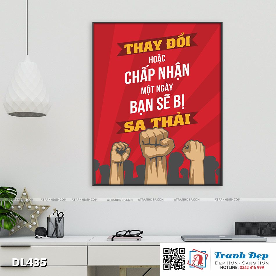 Tranh động lực trang trí phòng làm việc - Thay đổi hoặc chấp nhận một ngày bạn sẽ bị sa thải - DL435