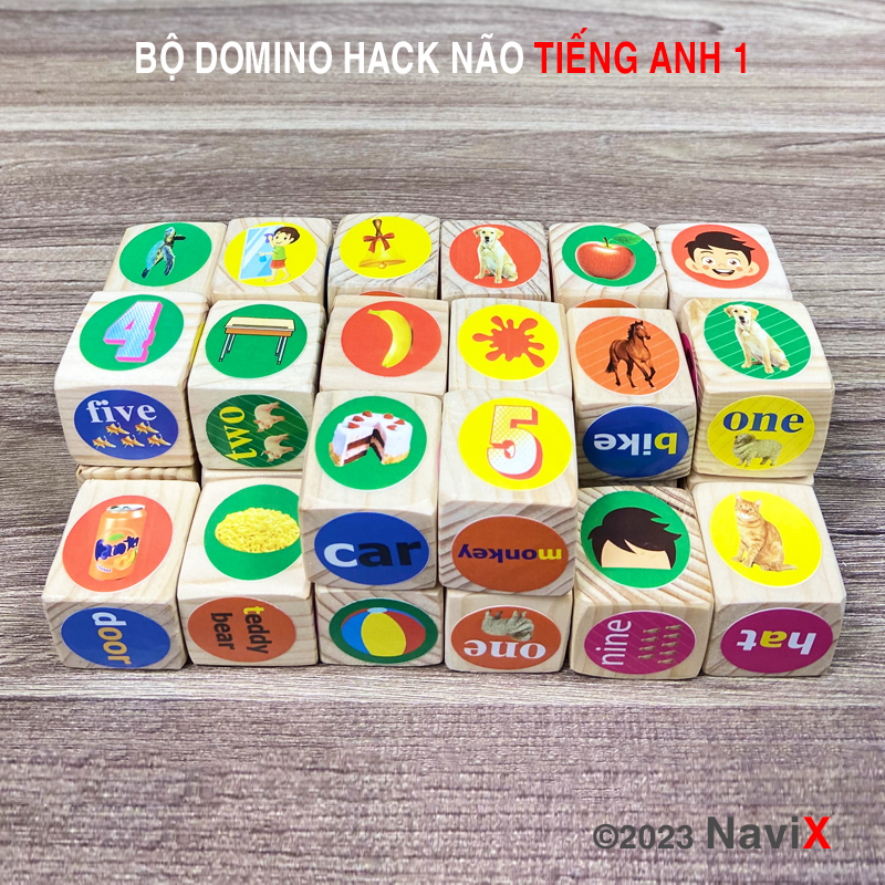 Bộ đồ chơi Domino hack não tiếng Anh 1