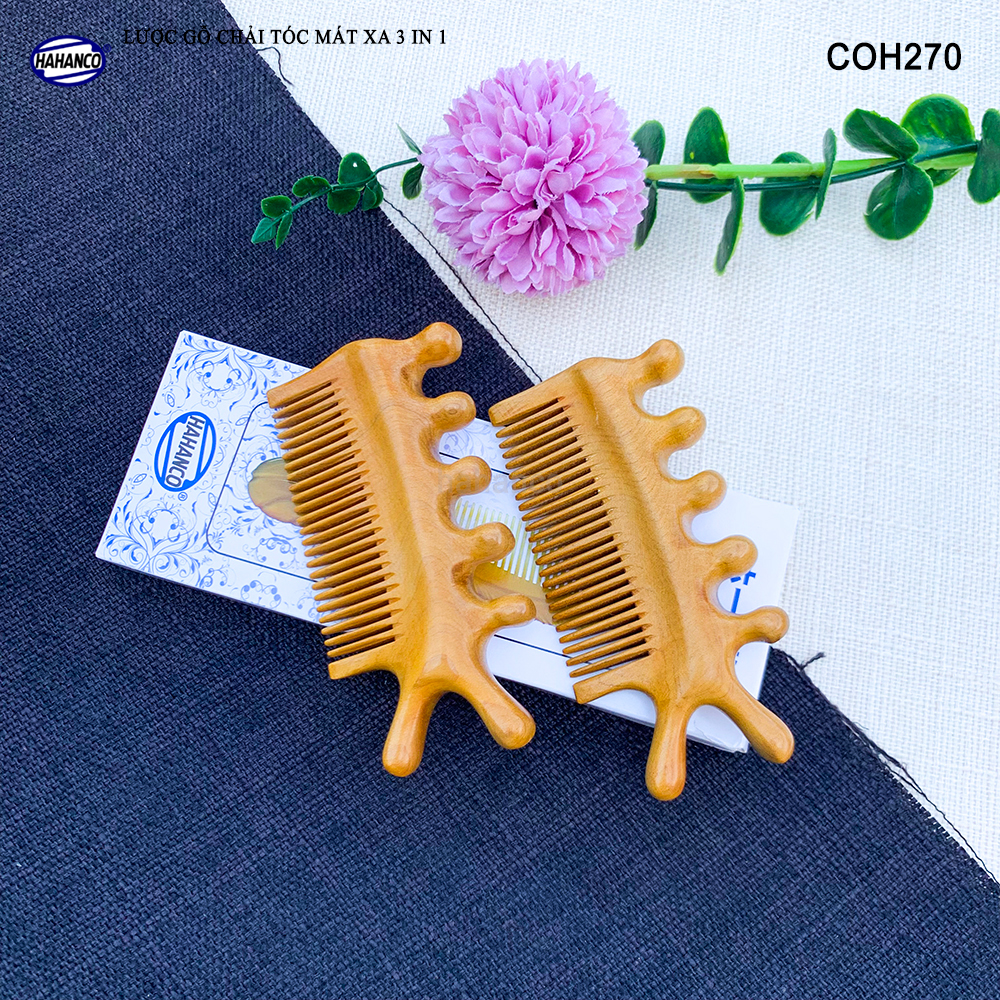 Lược Gỗ Thơm Massage Đa Năng HAHANCO Mát Xa Bấm Huyệt Chăm Sóc Toàn Thân - COH270