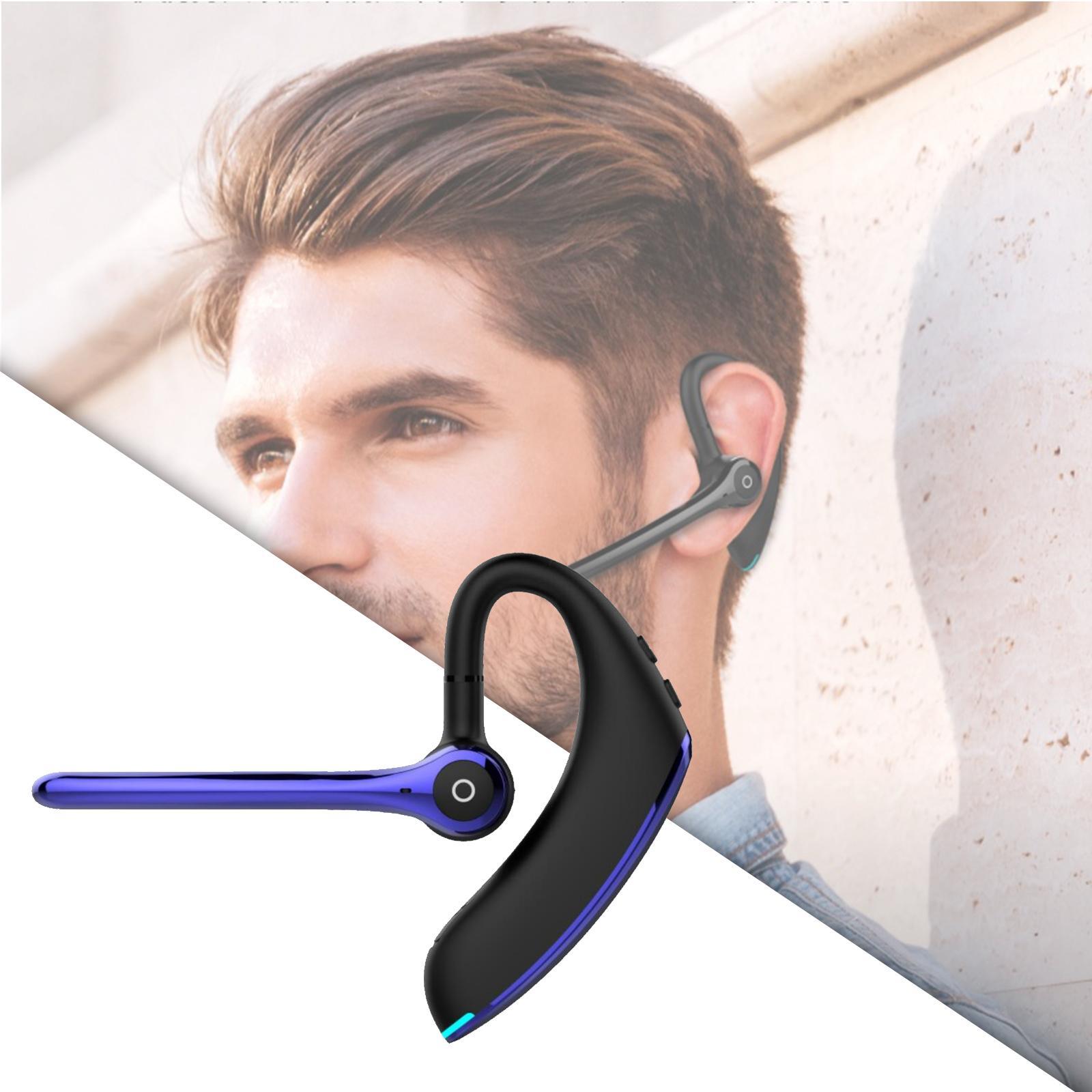 Bluetooth Single Ear Headset Active Noice Reduction Wireless Waterproof Earpiece with Mic Laptops for Workout Trucker Driving Call