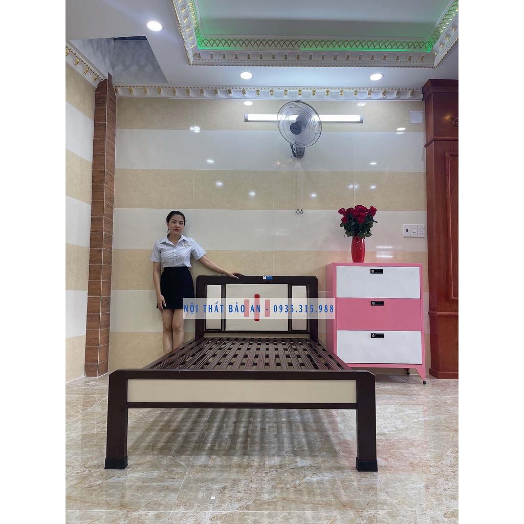Giường ngủ sắt hộp 1m x 2m họa tiết đẹp nội thất Bảo An