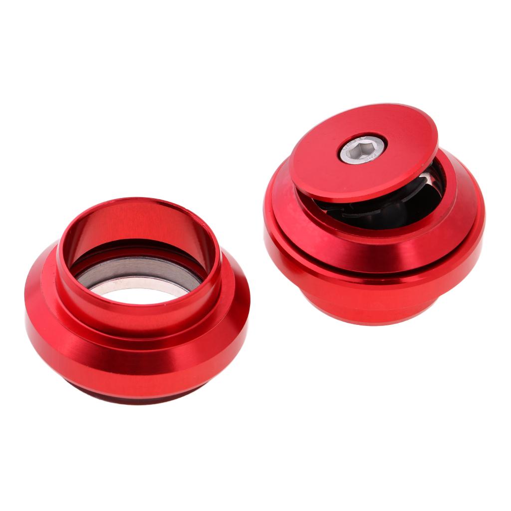 2 Pieces 34mm 1-1/8inch Headset Cycling Aluminum Headset Top Cap Black+Red