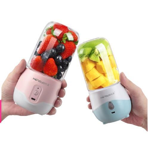 Máy Xay Sinh Tố Mini Cầm Tay HONGUO 300ml Loại 6 Lưỡi Inox 304 Cao Cấp, Sạc USB Tiện Lợi